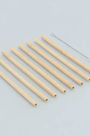 Bon Marché Lot de 8 pailles en bambou